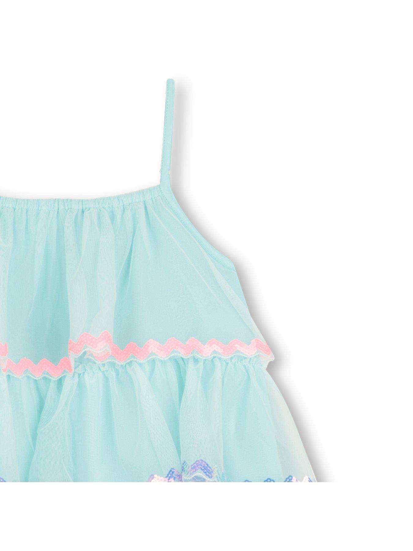 Image 3 of 3 of Billieblush Girls Tiered Mesh Dress - Light Blue