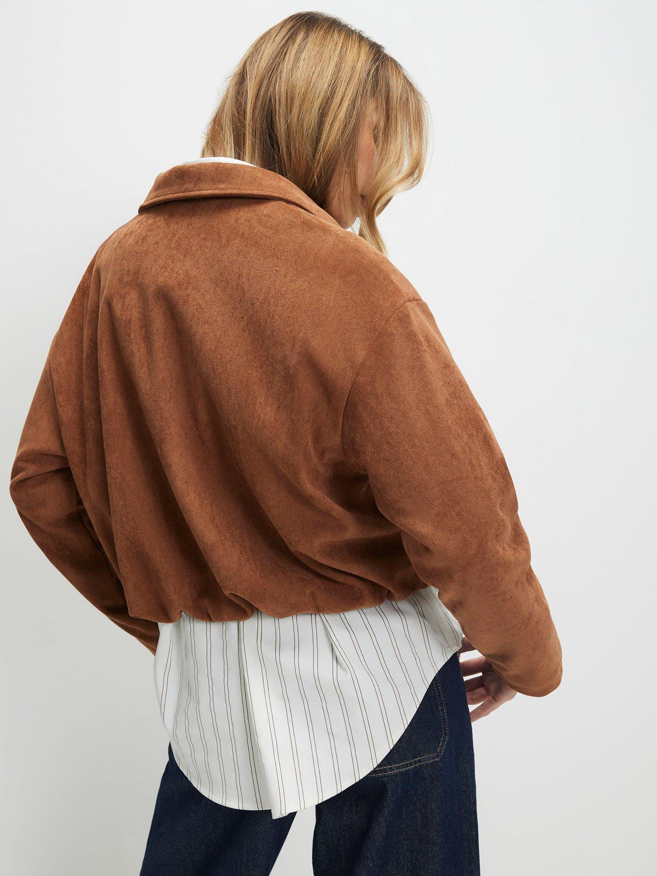 river-island-suedette-bubble-hem-bomber-orangestillFront