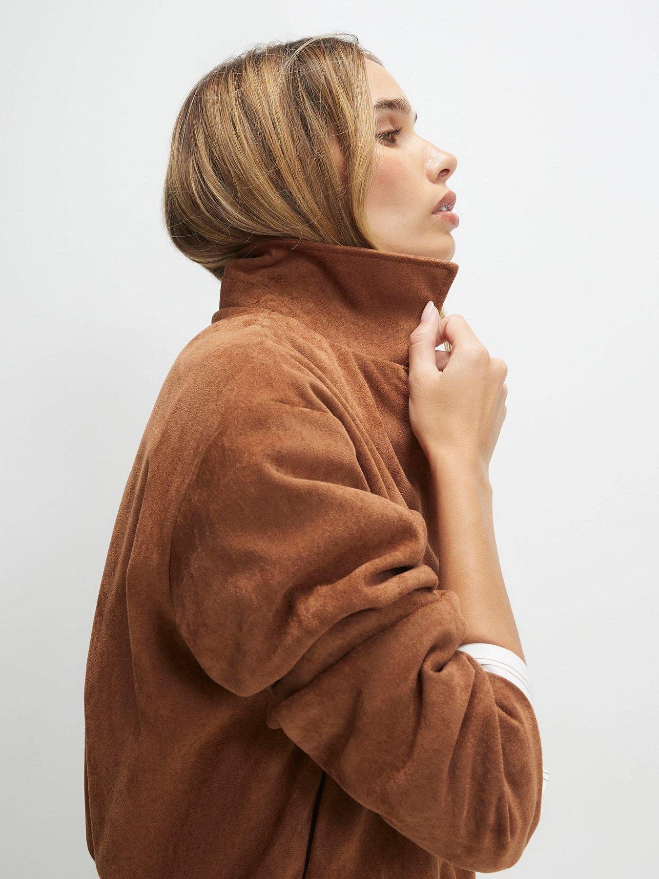 river-island-suedette-bubble-hem-bomber-orangeoutfit