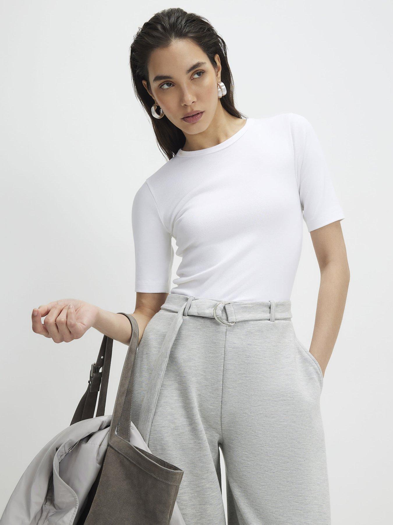 river-island-short-sleeve-cotton-elastane-fitted-top-whitefront