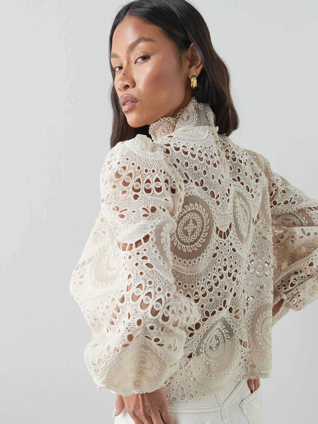 Image 2 of 6 of The Very Collection Lace High Neck Blouse