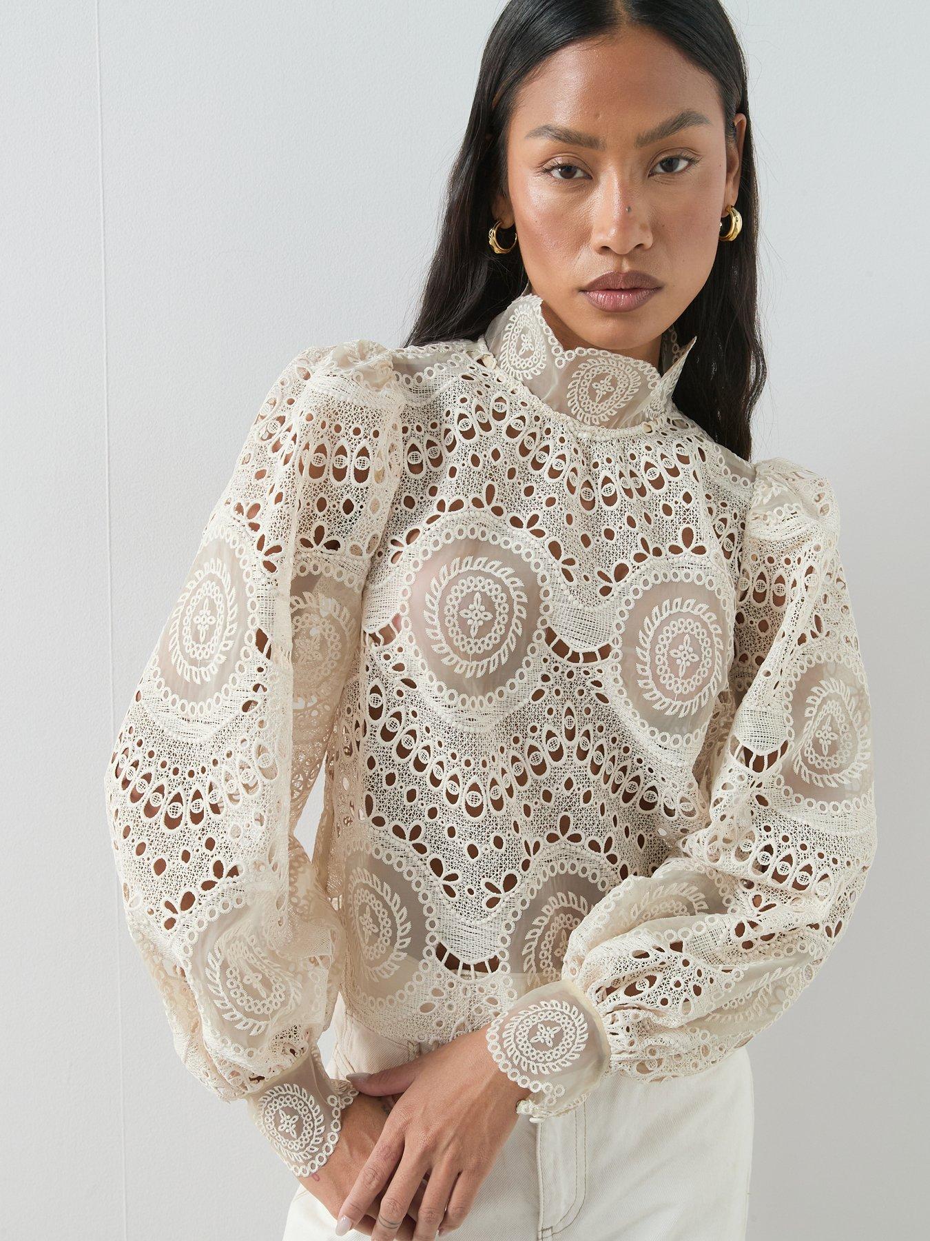 Image 5 of 6 of The Very Collection Lace High Neck Blouse