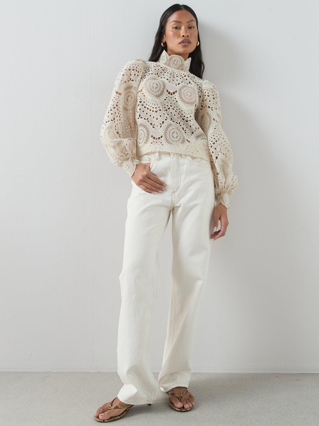 Image 6 of 6 of The Very Collection Lace High Neck Blouse