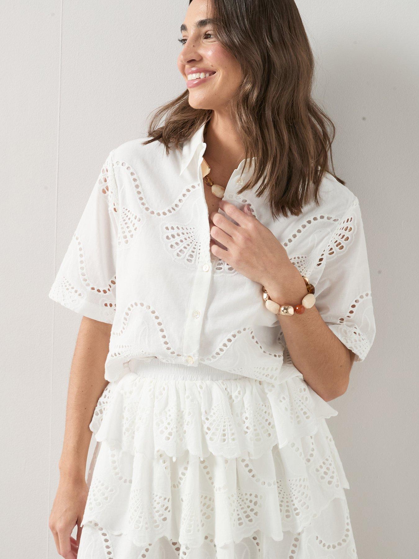 The Very Collection Broderie Short Sleeve Shirt