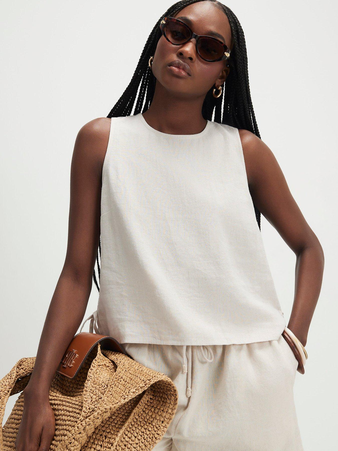 Image 1 of 4 of River Island Linen Tank - Beige