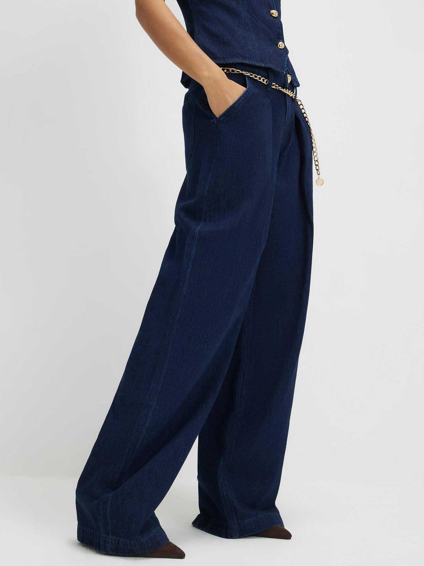 Image 4 of 4 of River Island Belted Salt Wide Leg - Blue