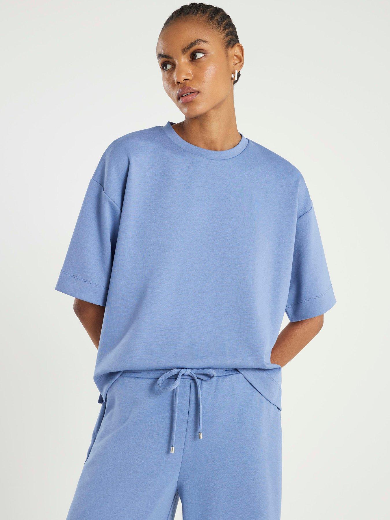 river-island-short-sleeve-premium-neo-boxy-clean-t-shirt-blue