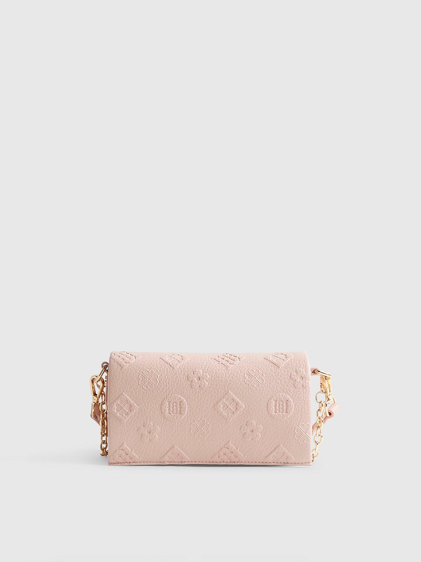 Image 4 of 6 of River Island Embossed Monogram Cross Body Bag - Pink