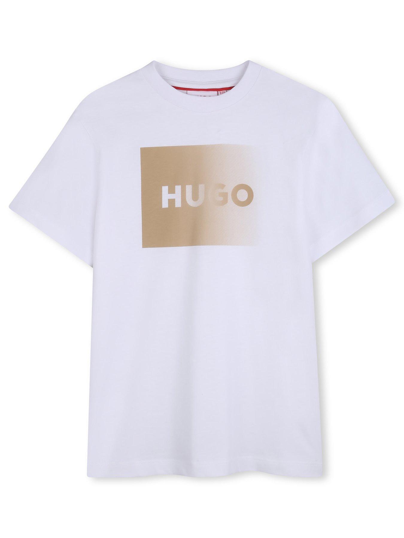 Image 1 of 3 of HUGO Boys Logo Short Sleeve T-shirt - White