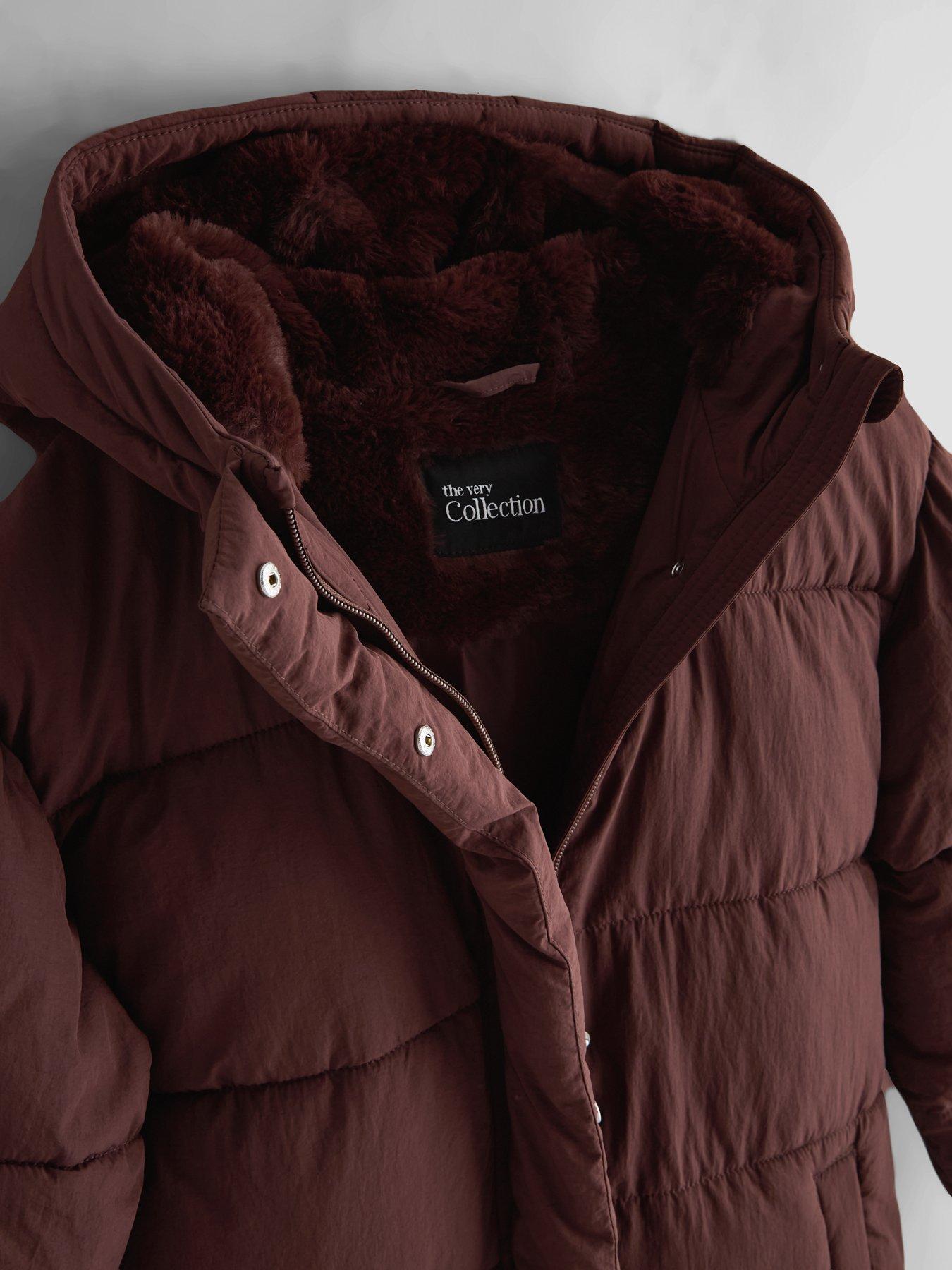Image 3 of 5 of The Very Collection Girls Longline Padded Basic Coat (5 - 16 Years) - Chocolate