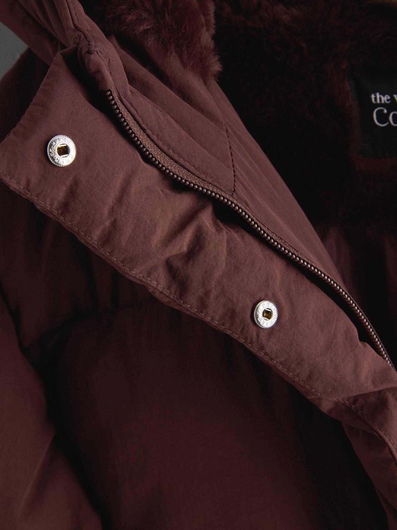 Image 5 of 5 of The Very Collection Girls Longline Padded Basic Coat (5 - 16 Years) - Chocolate