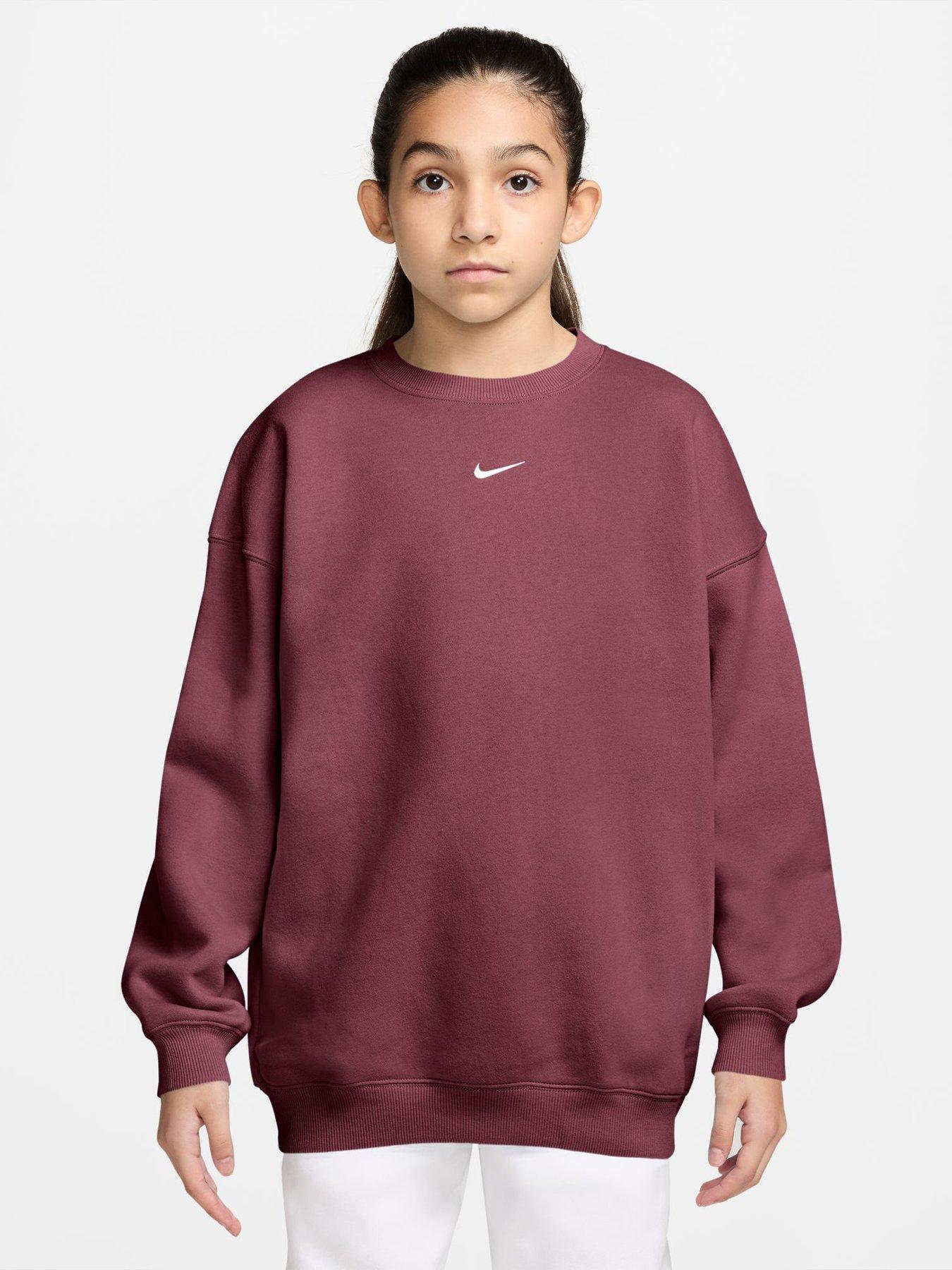 Nike Junior Girls Studio Fleece Oversized Crew Sweat - Pink
