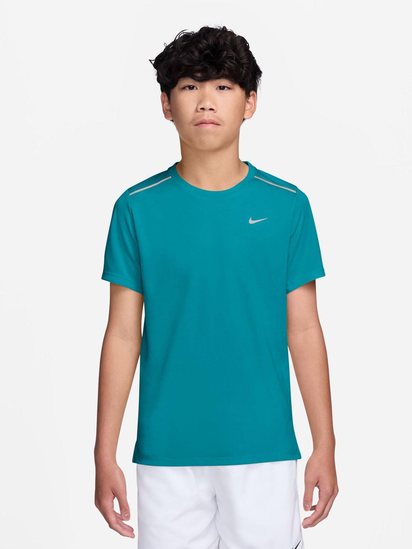 Nike Older Boys Miler Dri-FIT Short-Sleeve T-Shirt - Green