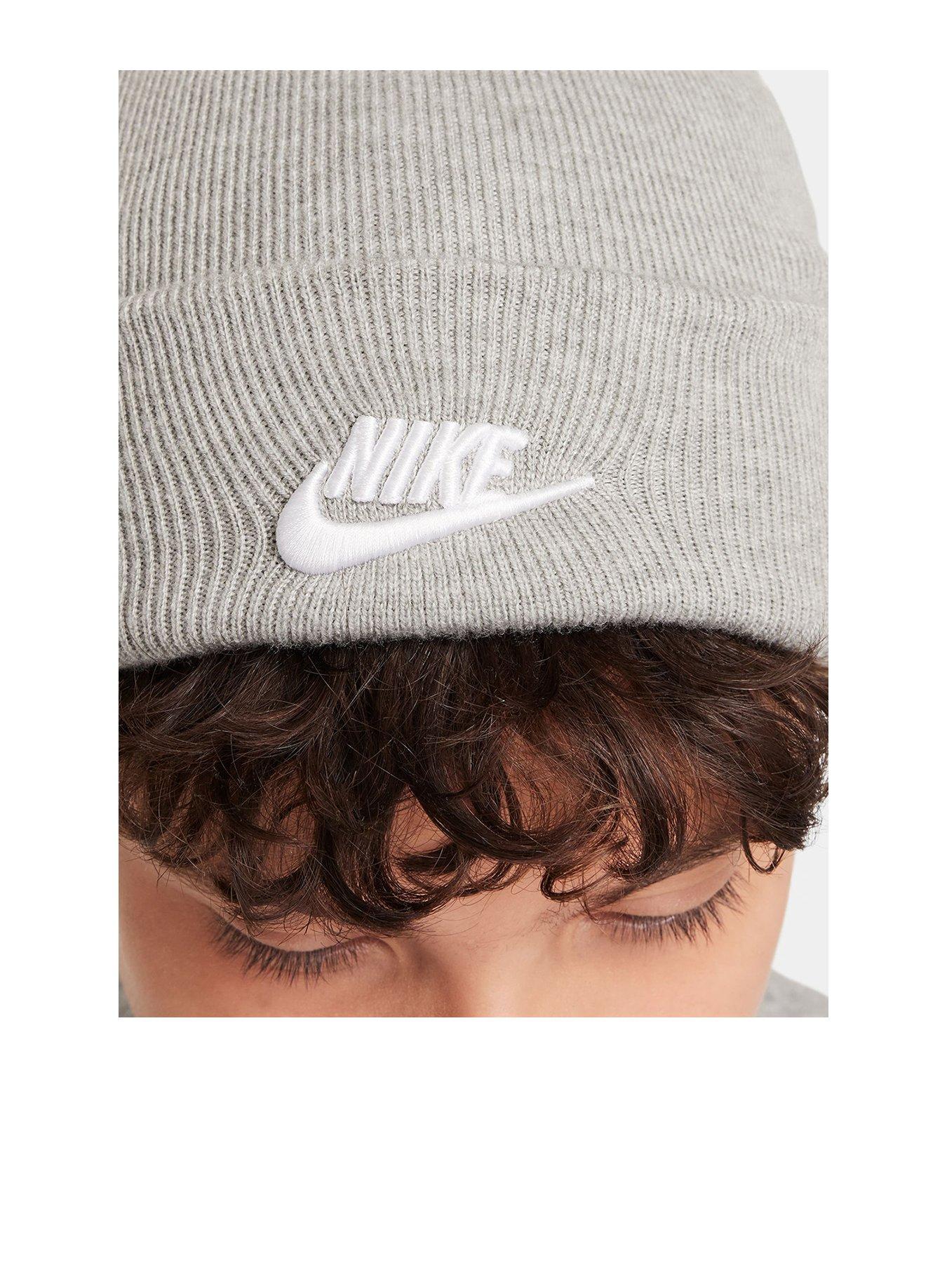 Image 1 of 4 of Nike Unisex Big Kids Peak Fold-Over Cuff Stretch Beanie Hat - Grey