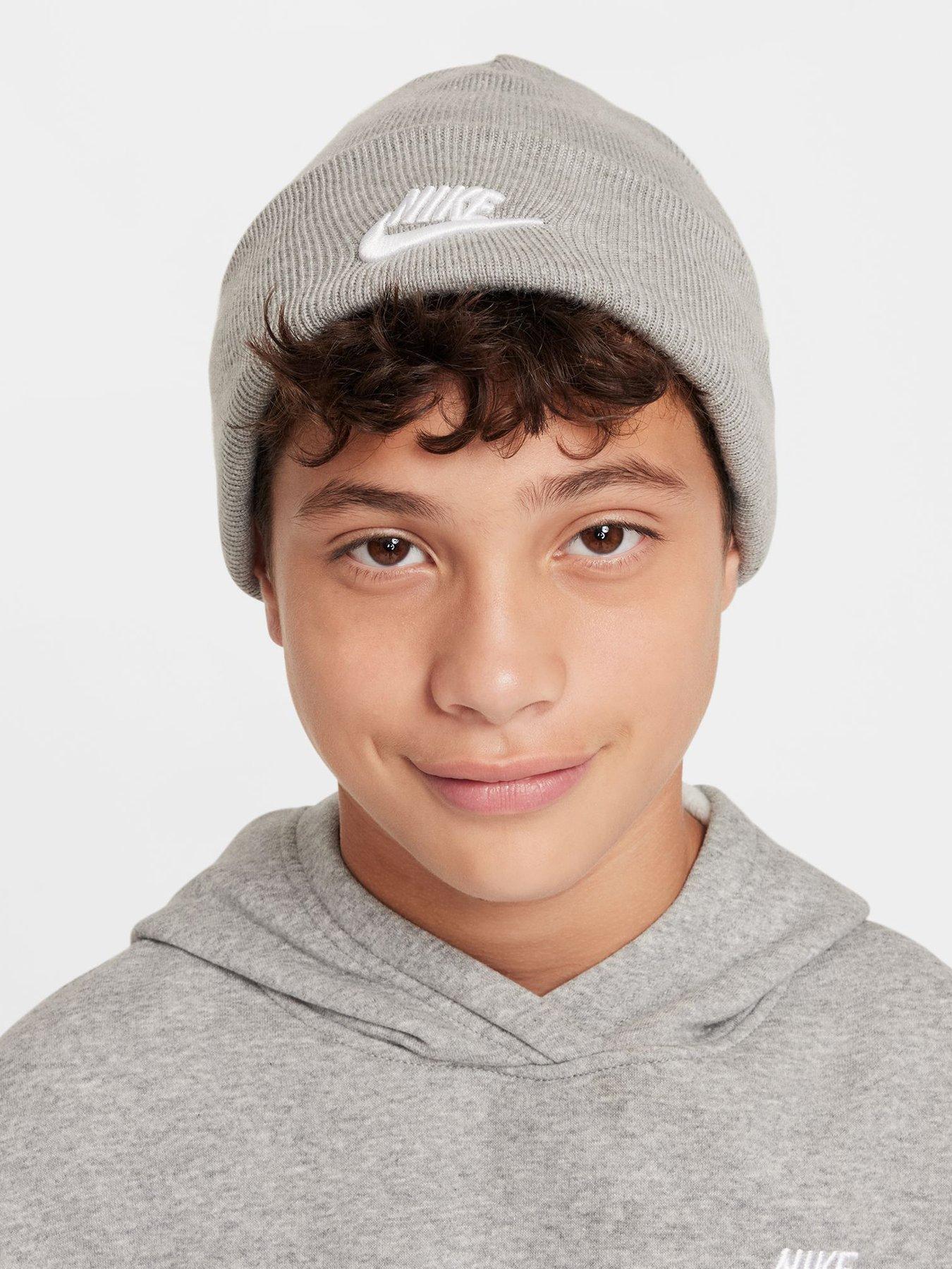 Image 2 of 4 of Nike Unisex Big Kids Peak Fold-Over Cuff Stretch Beanie Hat - Grey