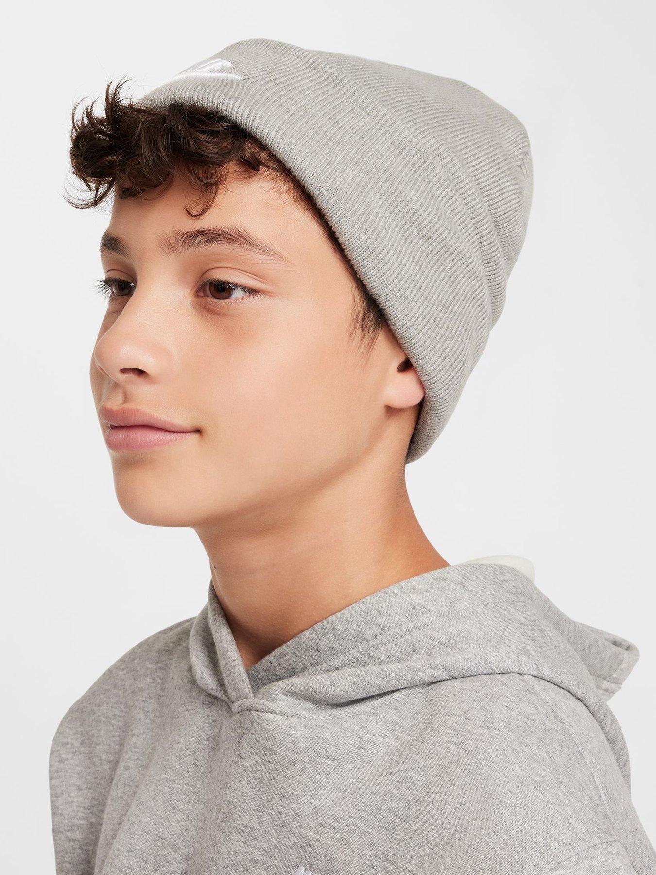 Image 4 of 4 of Nike Unisex Big Kids Peak Fold-Over Cuff Stretch Beanie Hat - Grey