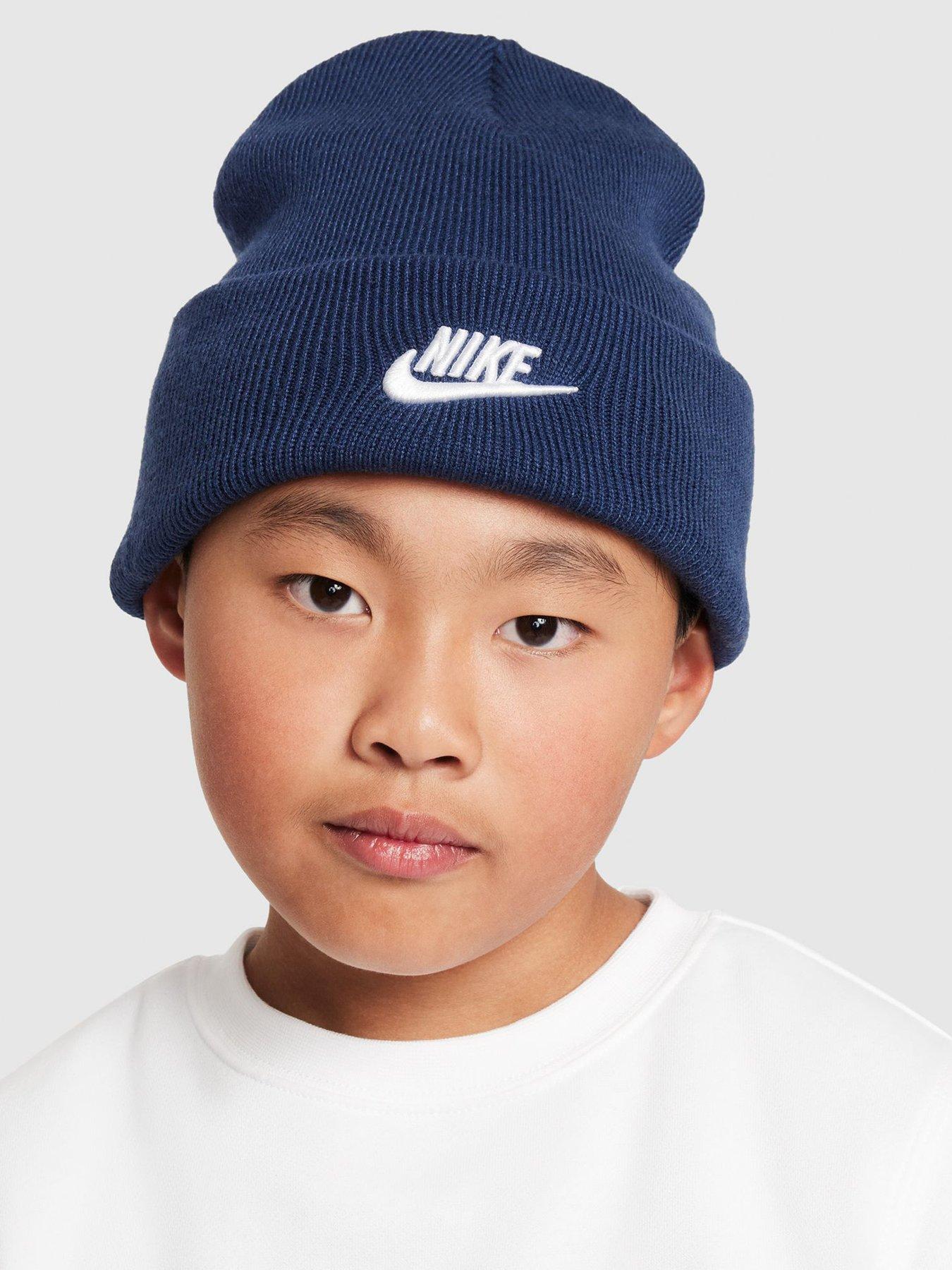 Image 2 of 4 of Nike Big Kids Girls Soft Lined Turn-Up Beanie Hat - Navy