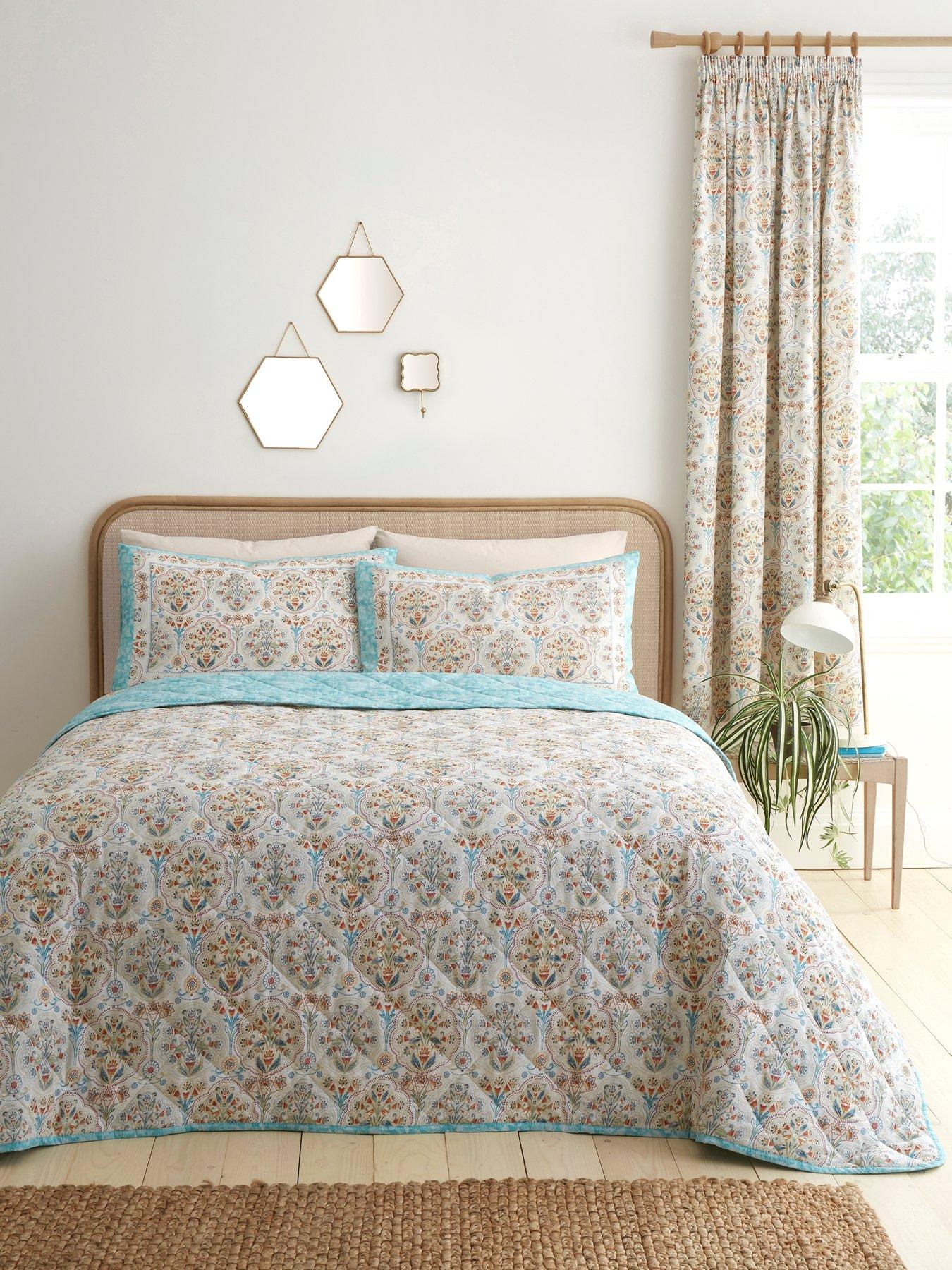 Image 1 of 3 of Dreams & Drapes Edena Decorative Floral Bedspread In Natural 200cm X 230cm