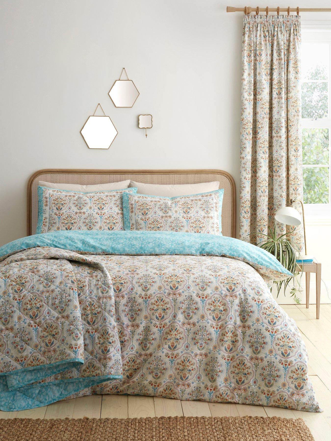 Image 3 of 3 of Dreams & Drapes Edena Decorative Floral Bedspread In Natural 200cm X 230cm