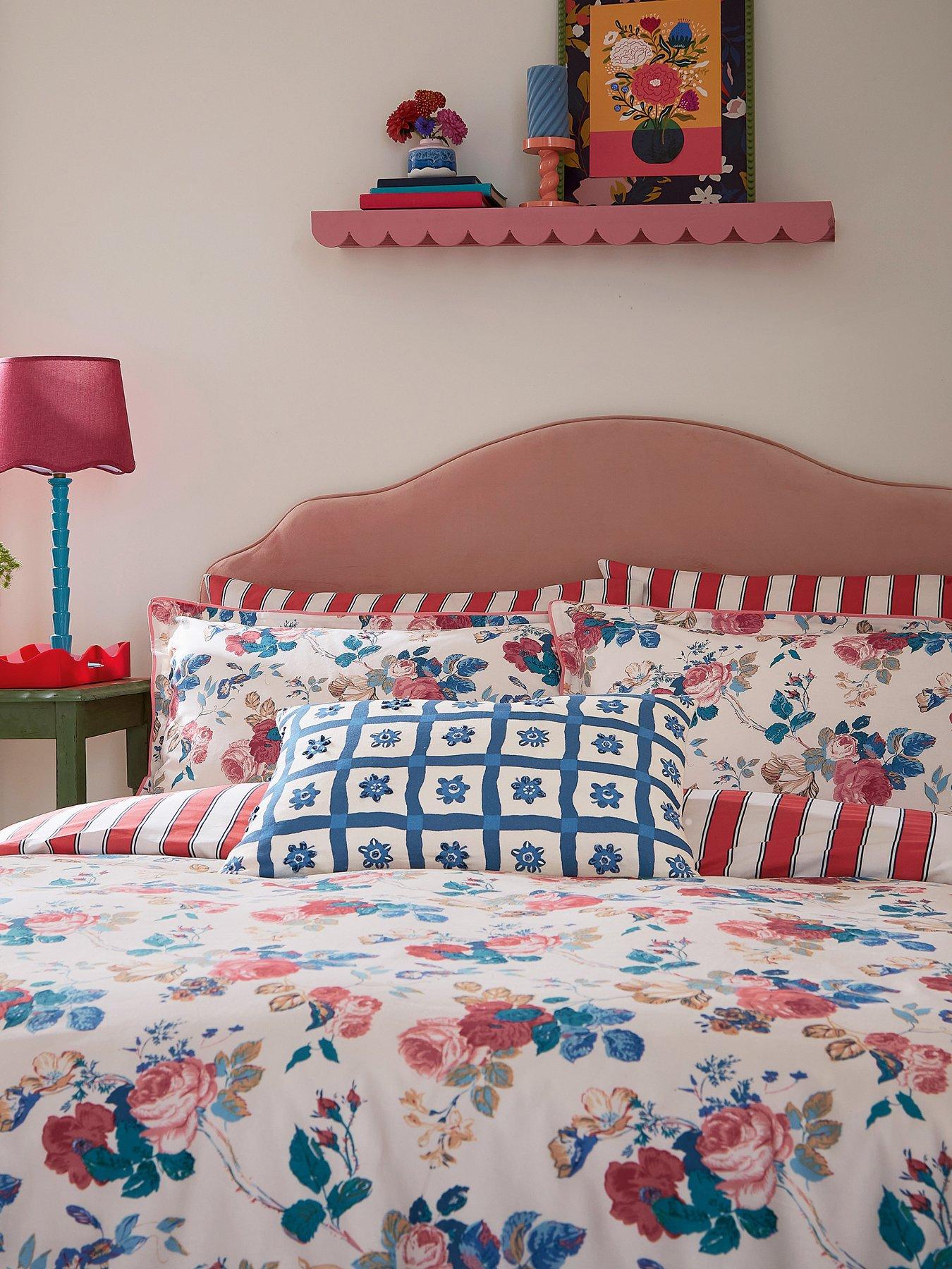 land-shore-alec-100-cotton-standard-pillow-case-pair-blue-redfront