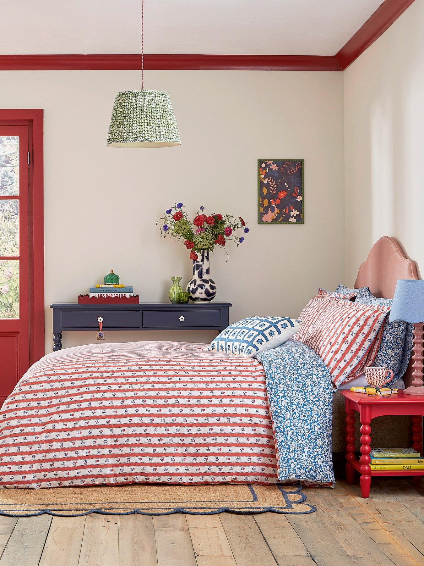 Image 1 of 5 of Land & Shore Quintin Stripe Cover Set 100% Cotton Blue / Red