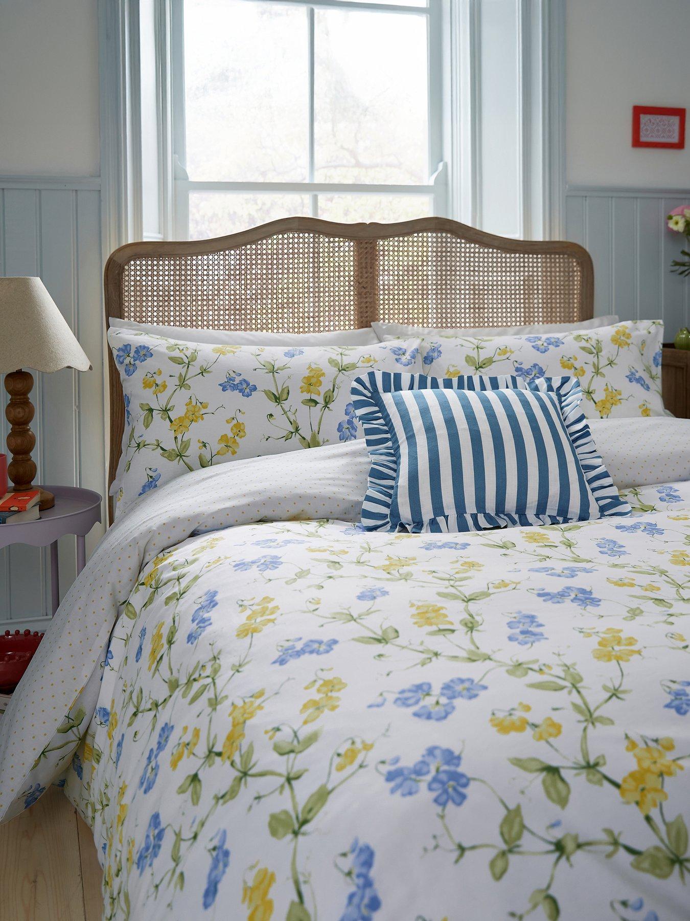 Image 1 of 5 of Helena Springfield Sweetpea Print Cover Set 100% Cotton Blue
