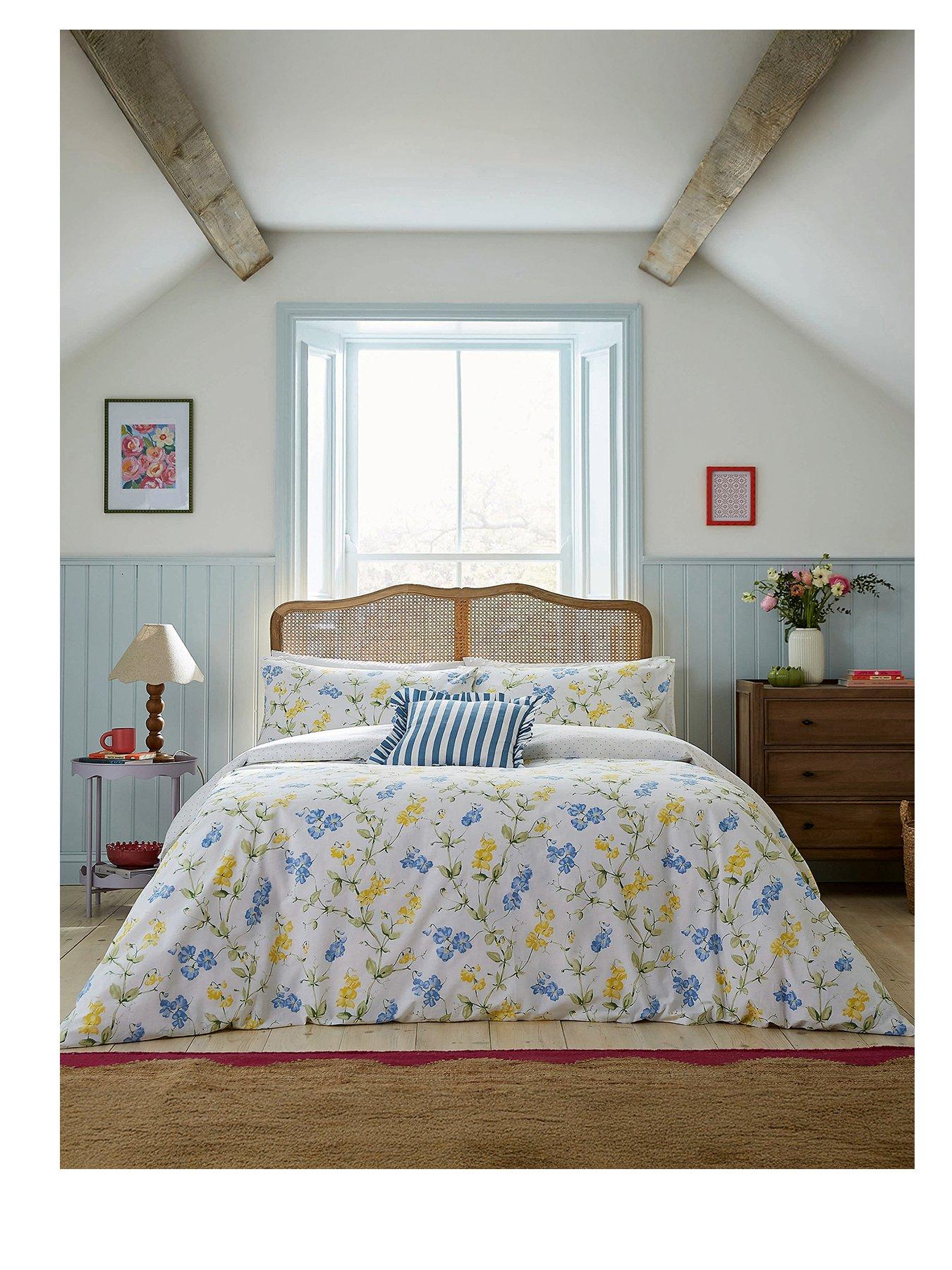 Image 2 of 5 of Helena Springfield Sweetpea Print Cover Set 100% Cotton Blue