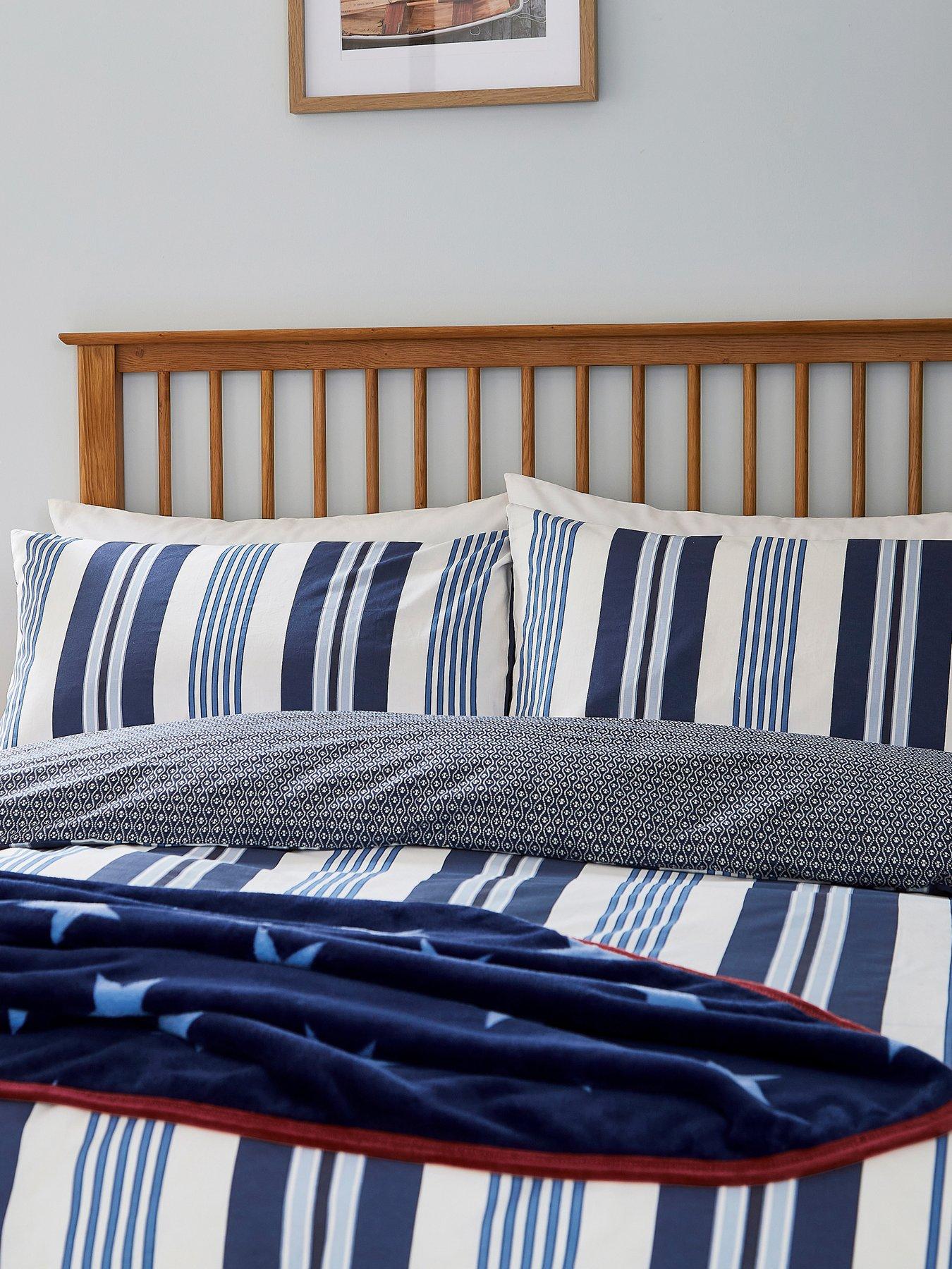 Image 3 of 6 of Helena Springfield Huntington Stripe Cover Set 100% Cotton Blue