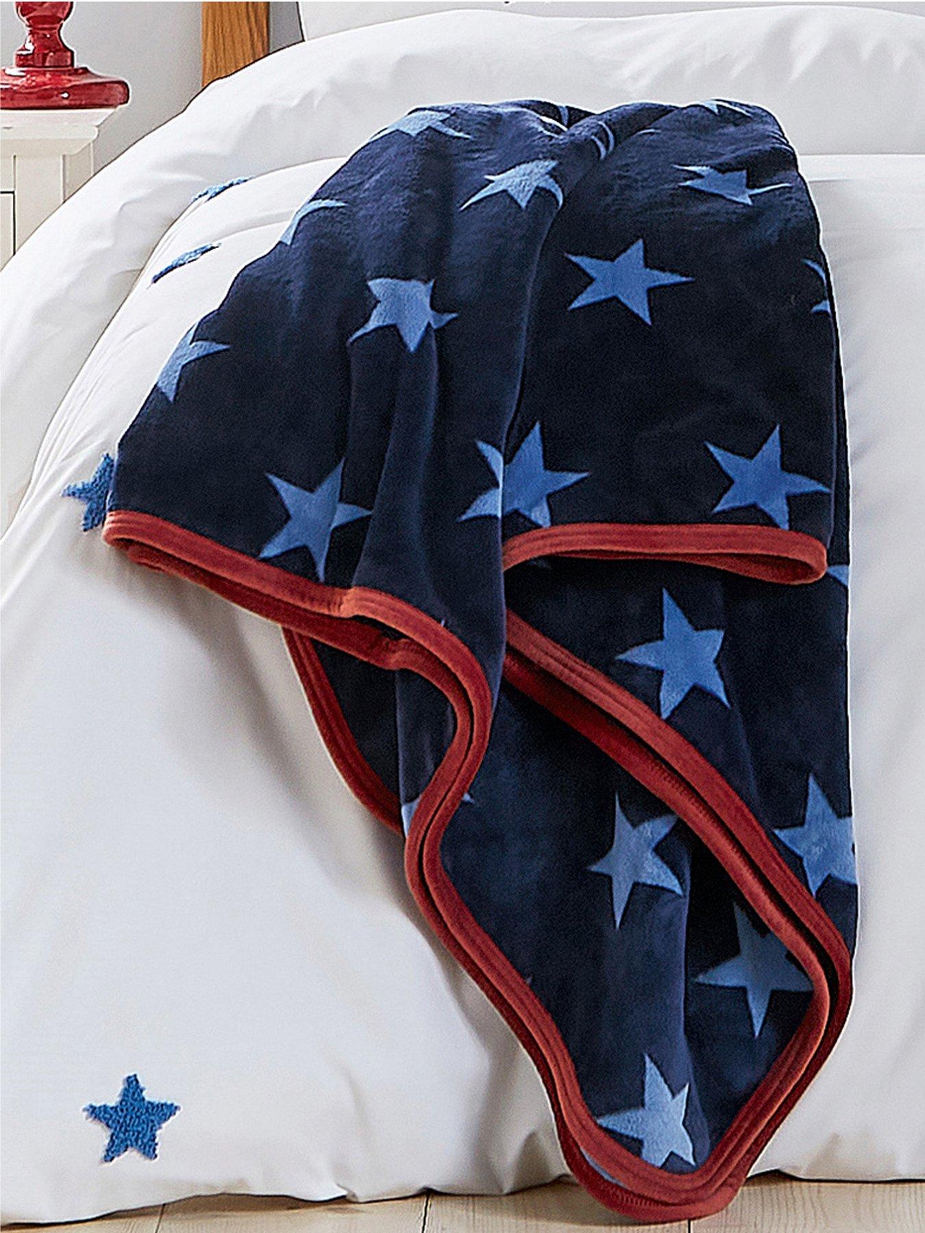 Image 1 of 4 of Helena Springfield Star Fleece Throw Blue/Red