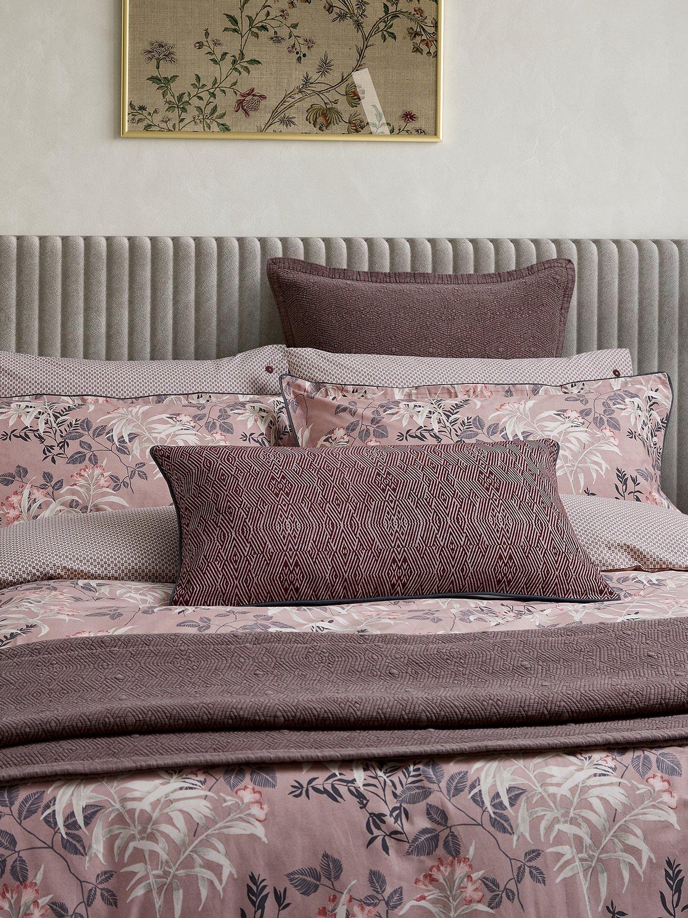 Bedeck of Belfast Katara 100% Cotton Standard Pillow Case Pairs Pink/Grey
