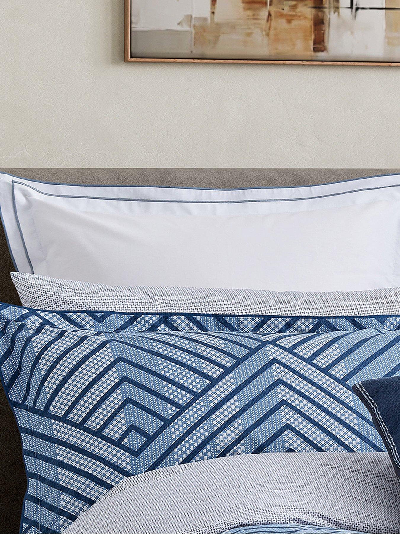Bedeck of Belfast Kayah Liyana Pillow Case Pairs Square Indigo  &  Charcoal