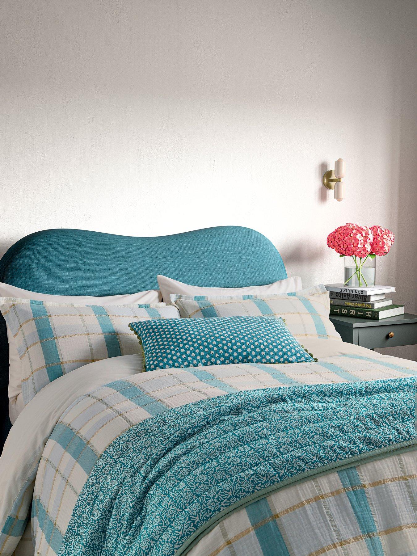 Image 3 of 4 of Land & Shore Rathlin Check Cover Set 100% Cotton Green