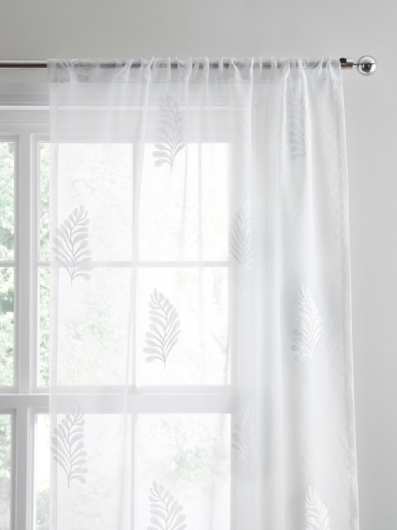 Image 2 of 3 of Appletree Leaf Embroidery Voile Panel in White