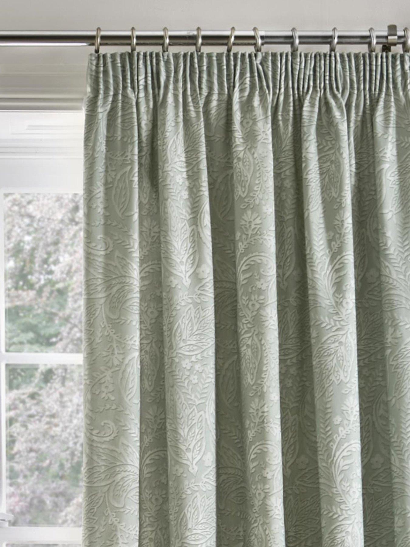 Image 3 of 4 of Dreams & Drapes Aveline Pencil Pleat Curtains In Green