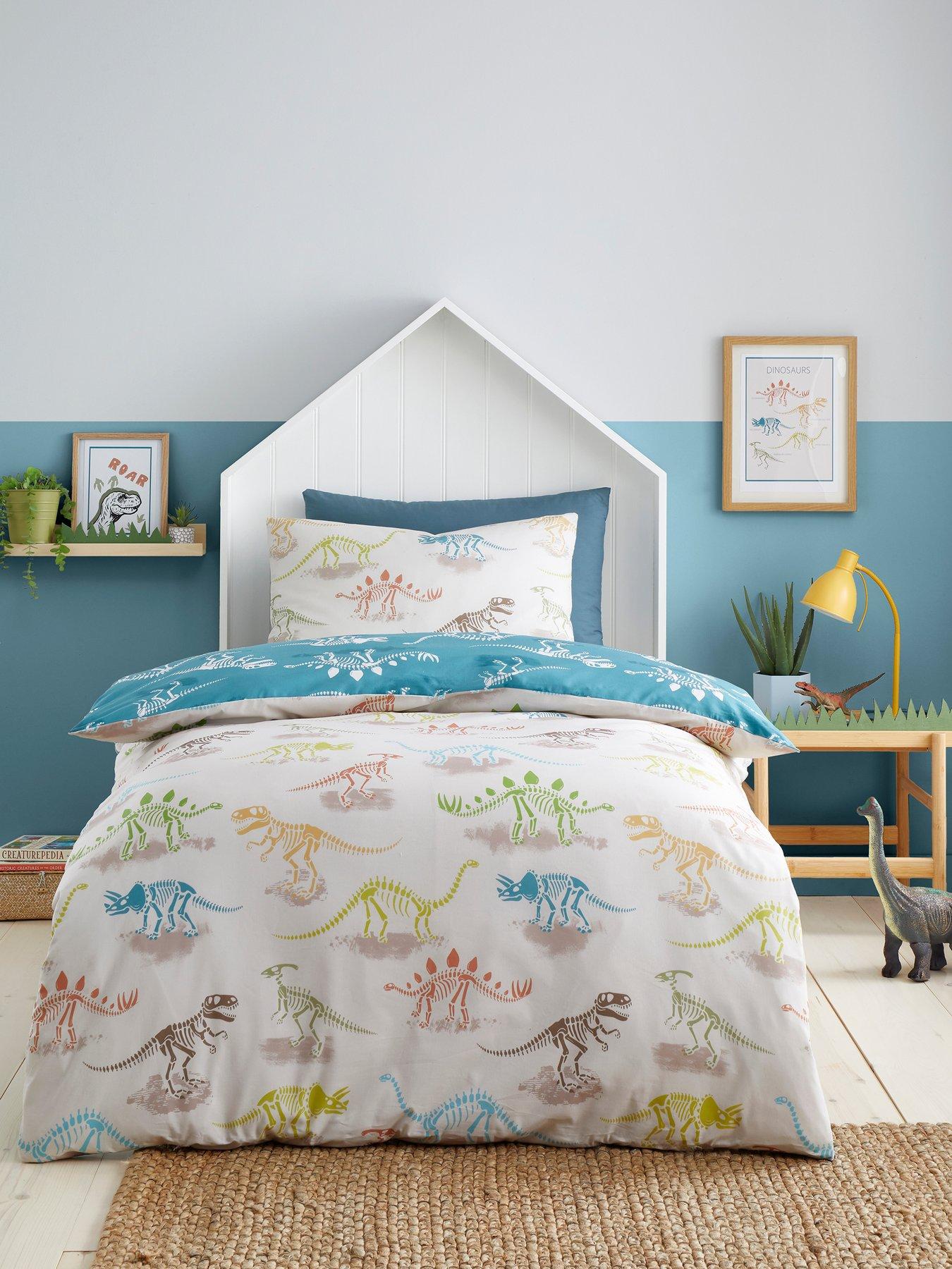 Bedlam Skeleton Dino Duvet Cover Set in Natural