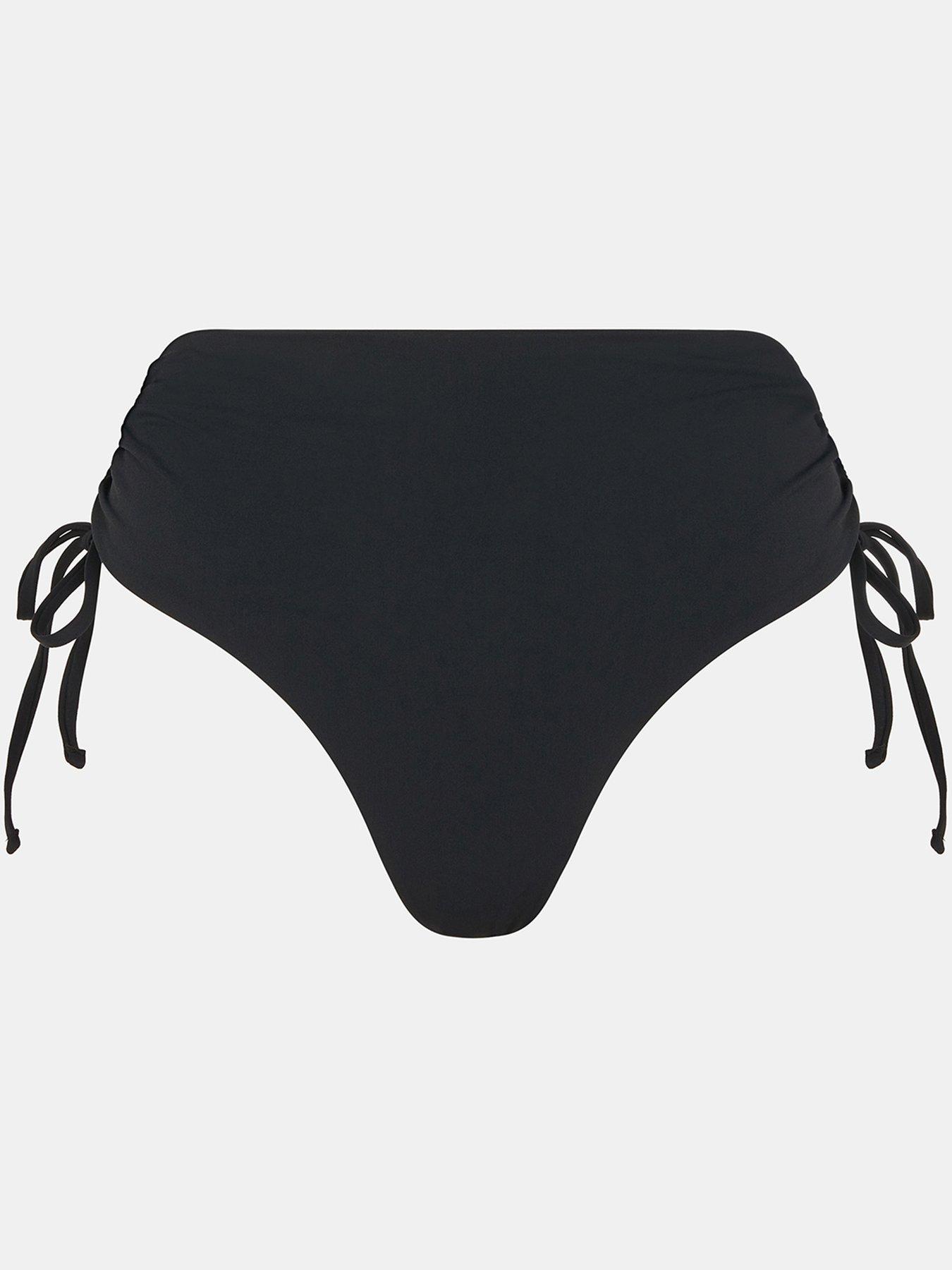 Image 4 of 4 of Accessorize Tie High Waist Shaping Bikini Bottom - Black