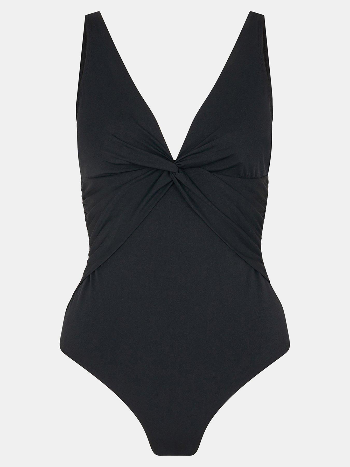 Image 5 of 5 of Accessorize Knot Front Shaping Swimsuit - Black