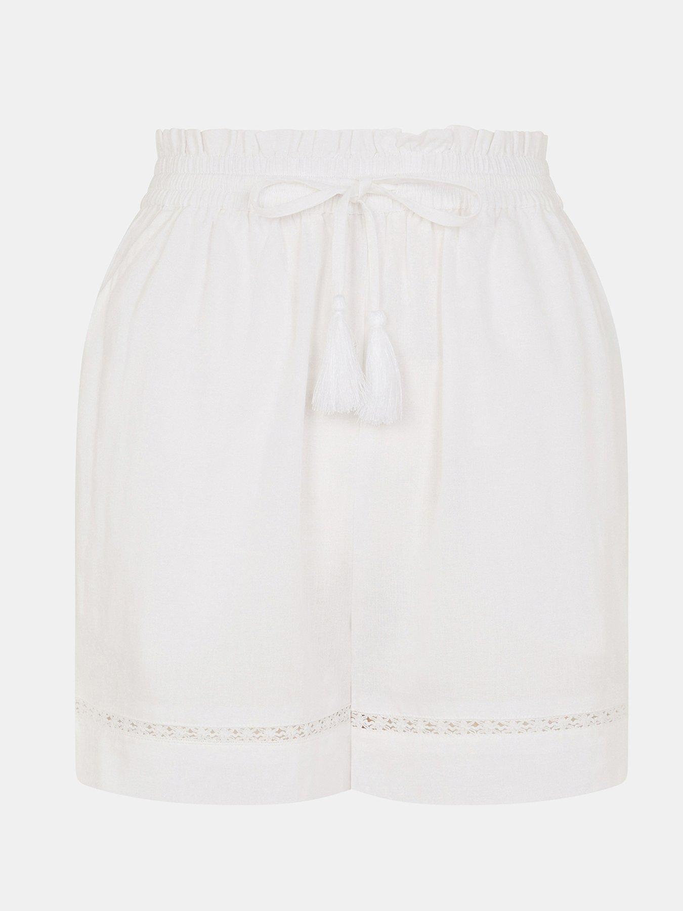 Image 4 of 4 of Accessorize Lace Trim Beach Shorts - White
