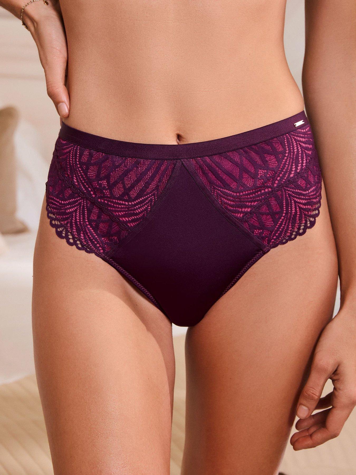 Lipsy Lipsy Geo Lace High Waist Thong - Purple/pink