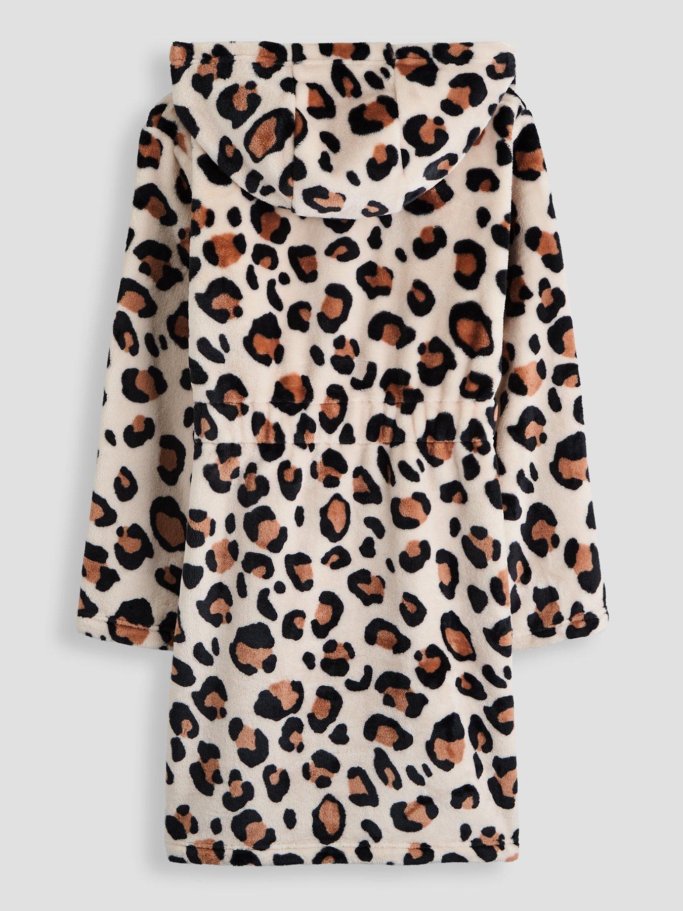 Image 2 of 6 of The Very Collection Leopard Print Fleece Dressing Gown