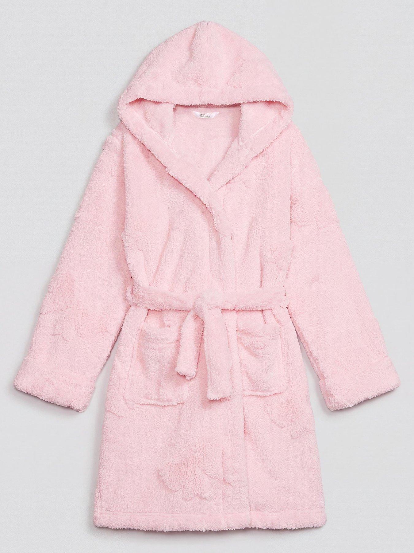 Image 1 of 3 of The Very Collection Pink Carve Bow Fleece Robe