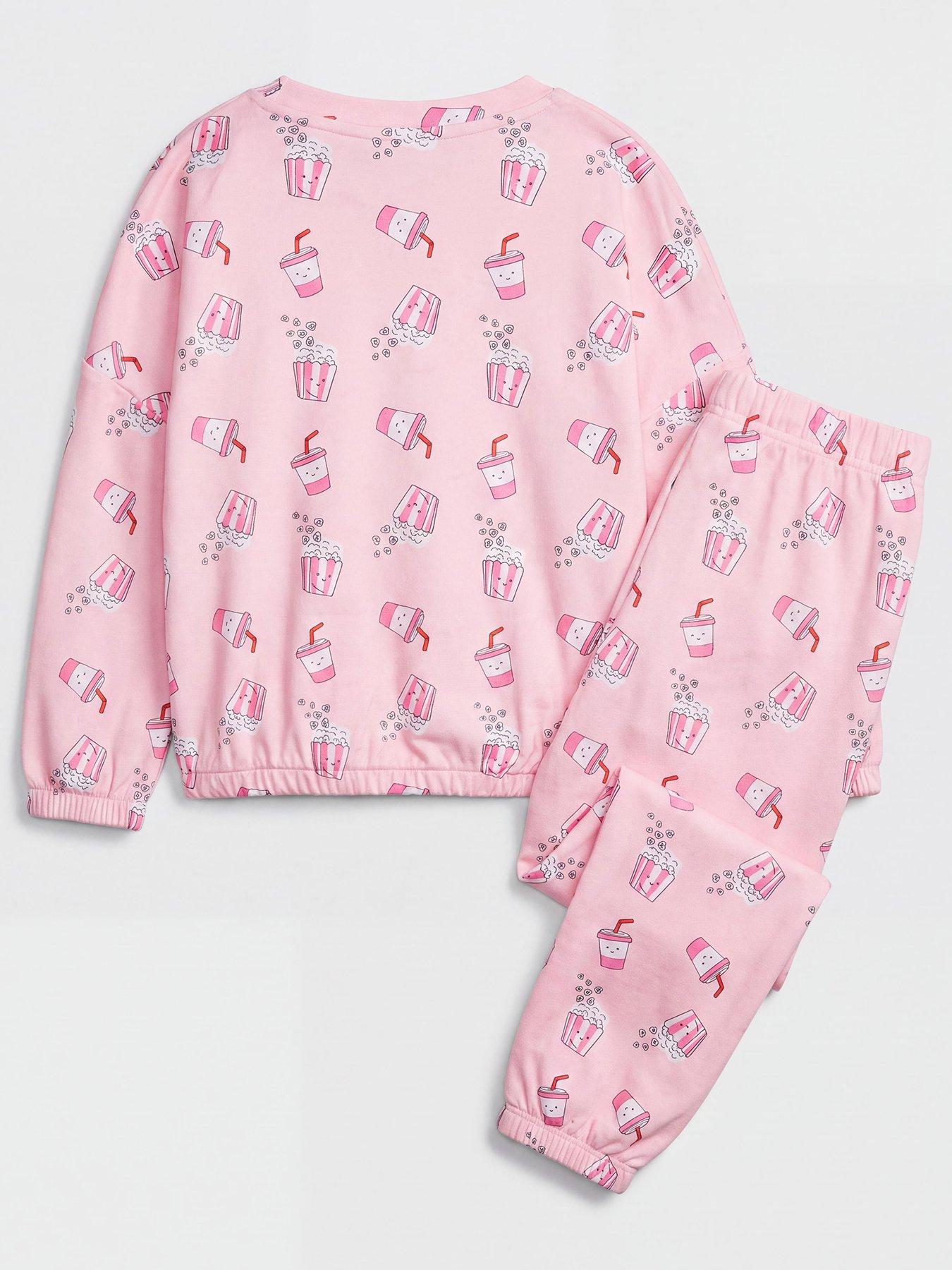 Image 2 of 3 of The Very Collection Popcorn Print Fleece Pjs