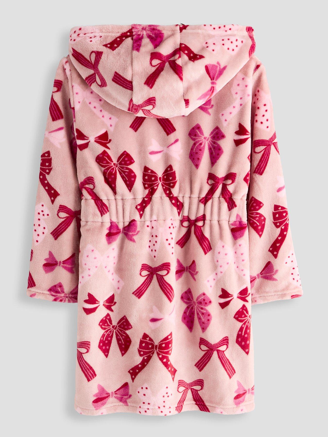 Image 2 of 4 of The Very Collection Bow Print Fleece Dressing Gown