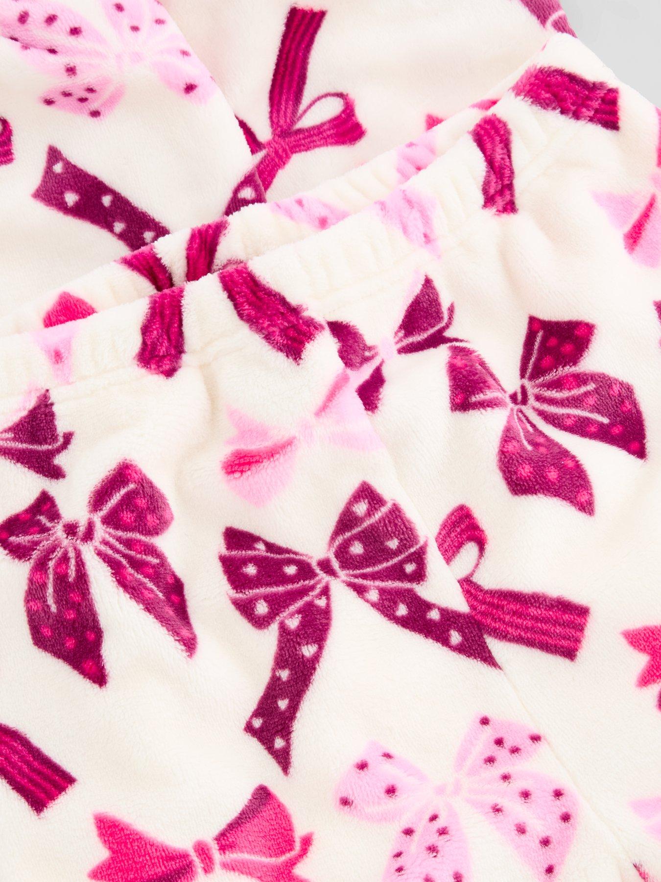 Image 5 of 6 of The Very Collection Bow Print Fleece Pyjama Set