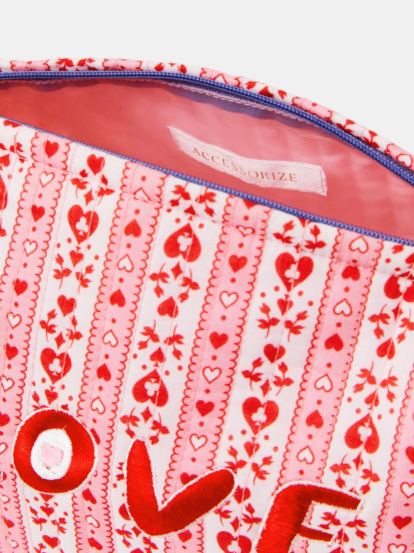 Image 3 of 3 of Accessorize Heart Print Wash Bag - Pink