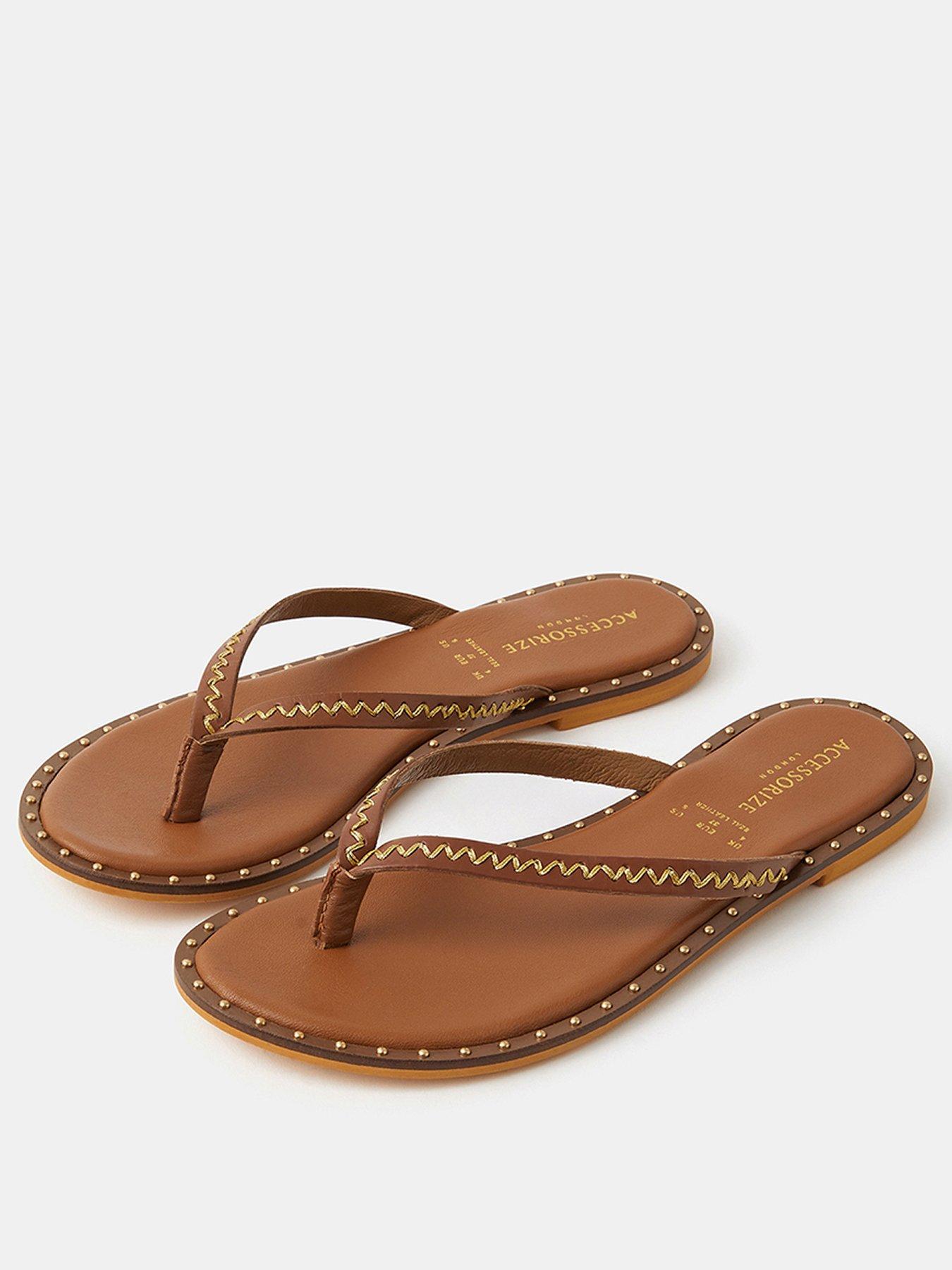 accessorize-stitched-studded-leather-flip-flops-brownstillFront