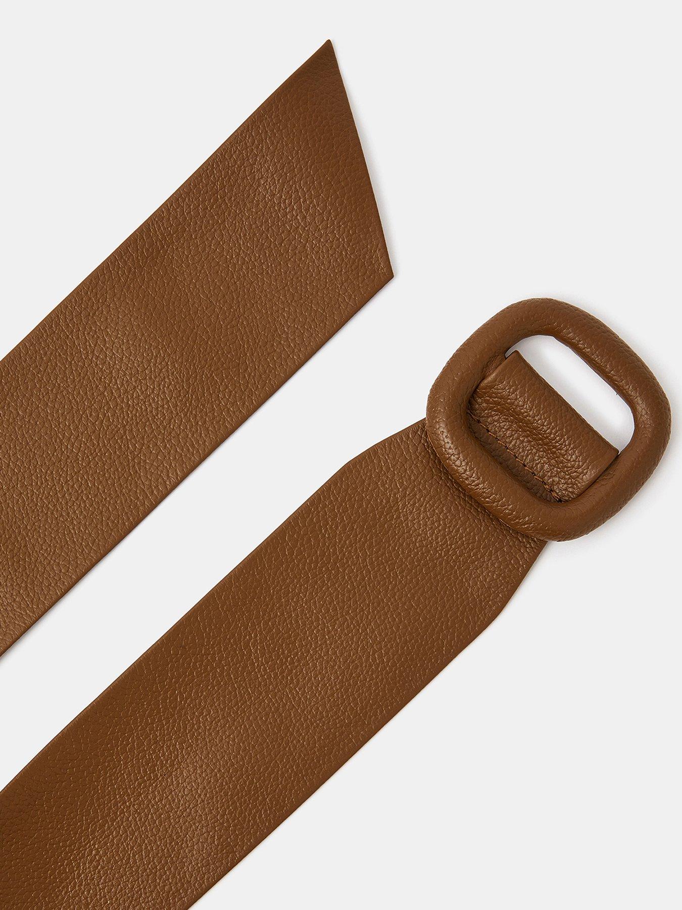 Image 3 of 3 of Accessorize Wide Leather Belt - Brown