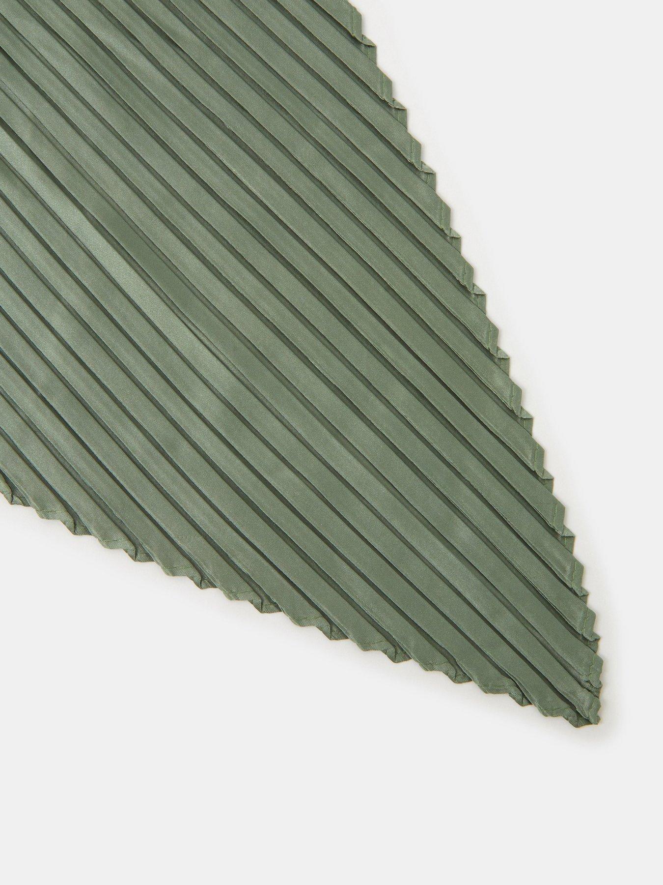 Image 3 of 3 of Accessorize Pleated Square Satin Scarf - Green