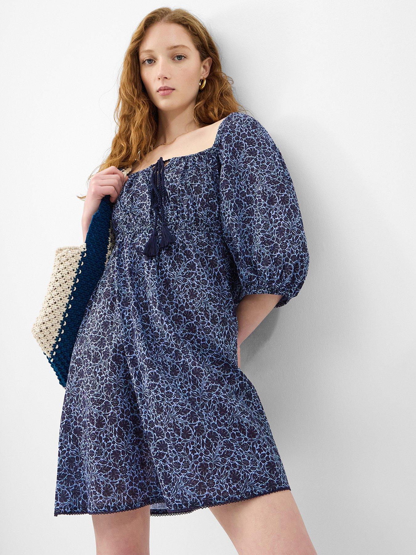 accessorize-floral-print-puff-sleeve-mini-dress-bluefront