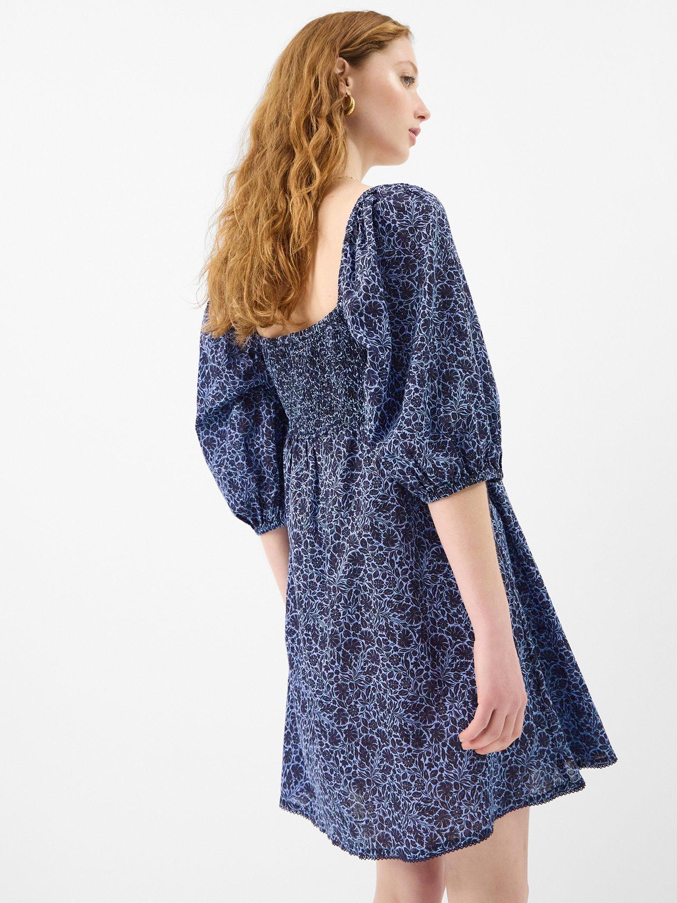 accessorize-floral-print-puff-sleeve-mini-dress-bluestillFront